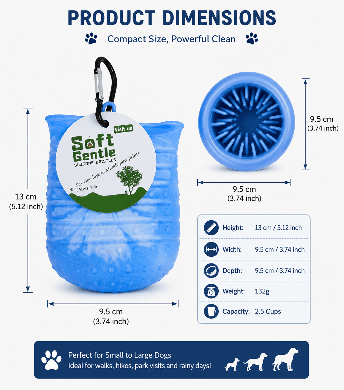 2-in-1 Dog Paw Cleaner +Shower Bath Brush Cup