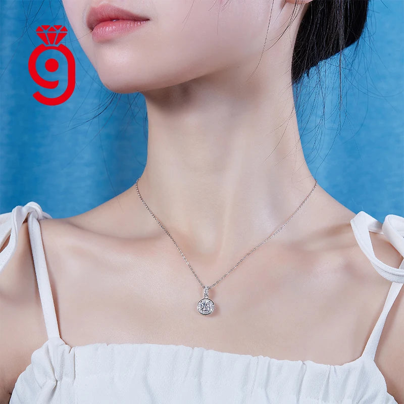 Wholesale High Quality Hot Sale Personalised Round Moissanite Eternal Hope Necklace Sterling Silver Jewelry Women Chain Necklace
