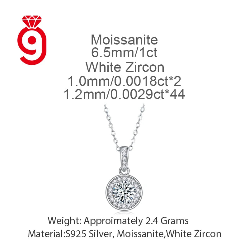 Wholesale High Quality Hot Sale Personalised Round Moissanite Eternal Hope Necklace Sterling Silver Jewelry Women Chain Necklace