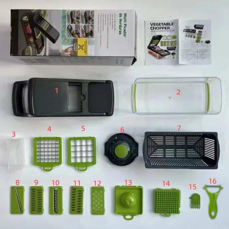 Vegetable Chopper Original Chopper Vegetable Cutter Food Fruit Slicer Mandoline Slicer with Container Kitchen Gadgets Essentials
