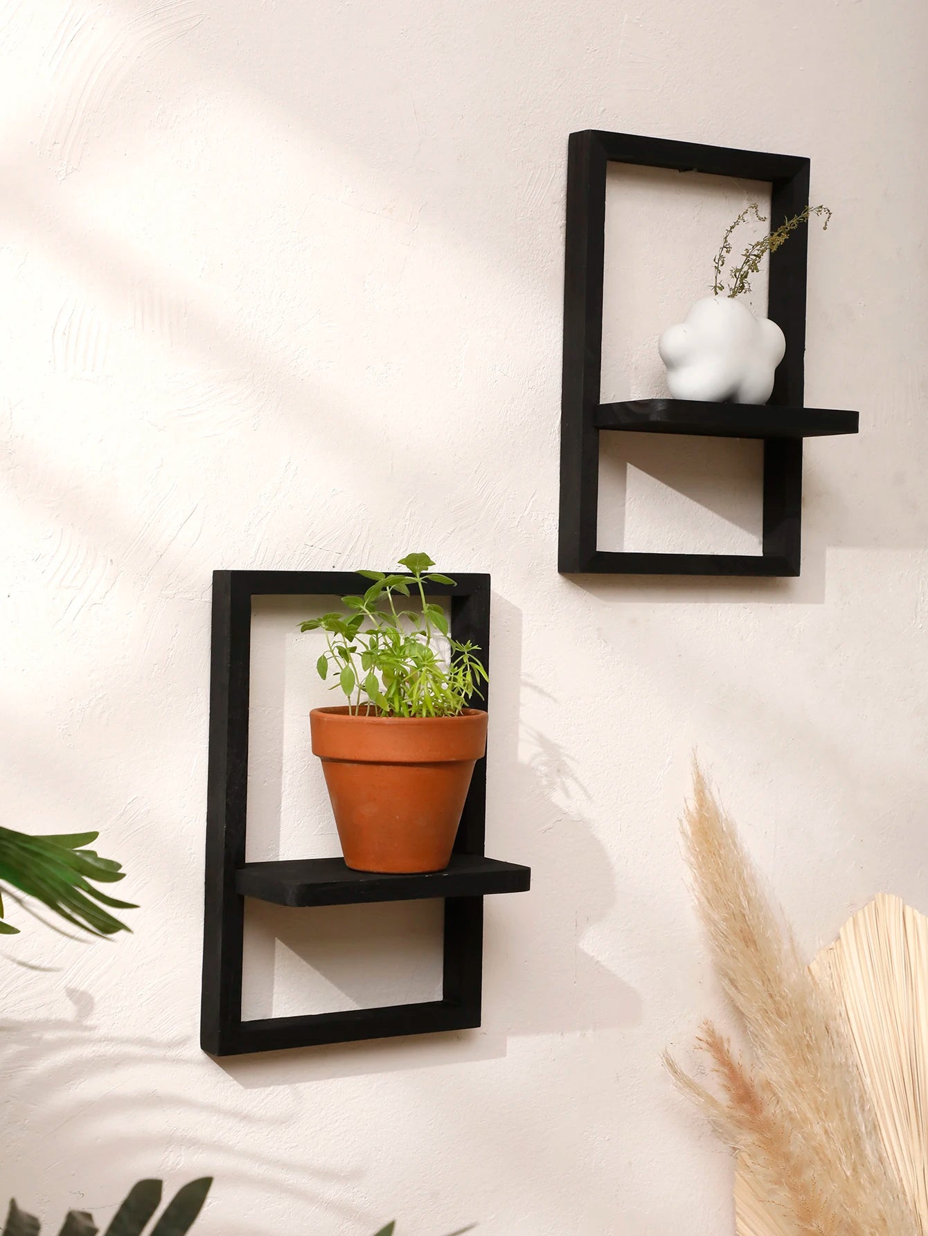 Wooden Display Shelf Floating Shelves Rustic Wall Black Storage Wood Shelves for Bedroom Kitchen Over Toilet Small Wall Mounted