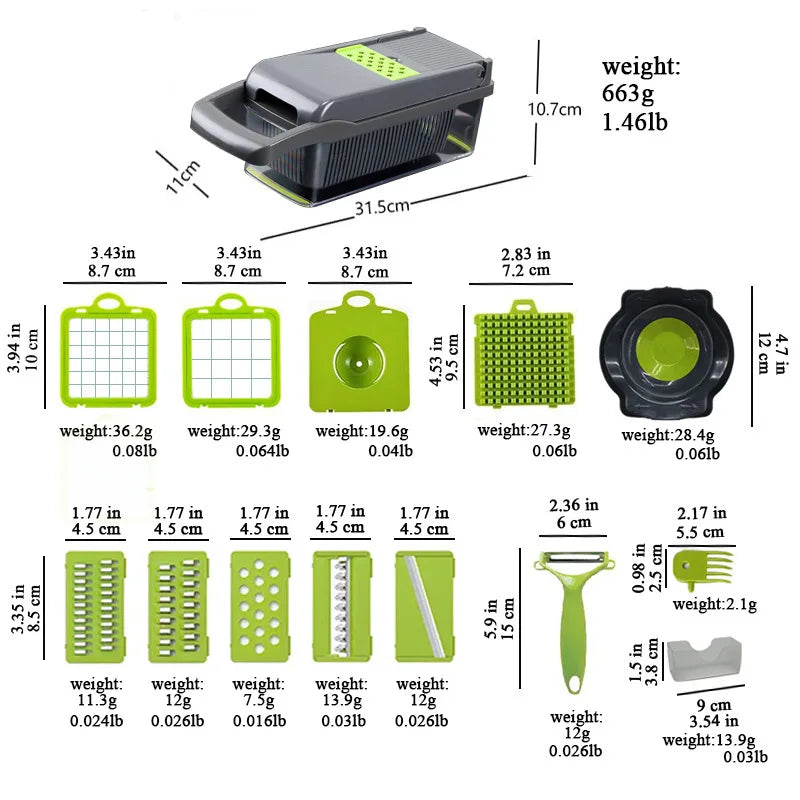 Vegetable Chopper Original Chopper Vegetable Cutter Food Fruit Slicer Mandoline Slicer with Container Kitchen Gadgets Essentials