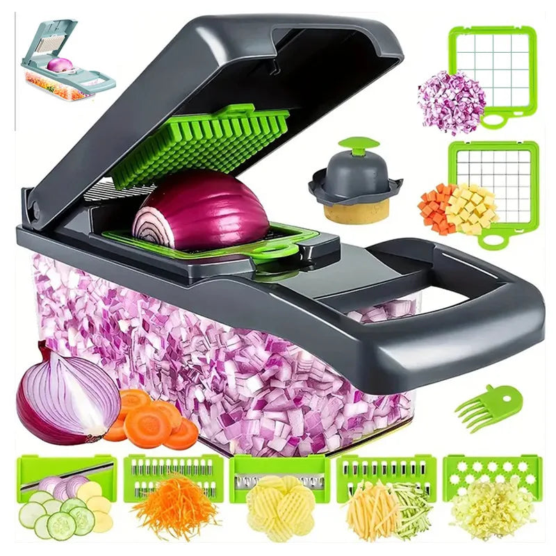 Vegetable Chopper Original Chopper Vegetable Cutter Food Fruit Slicer Mandoline Slicer with Container Kitchen Gadgets Essentials
